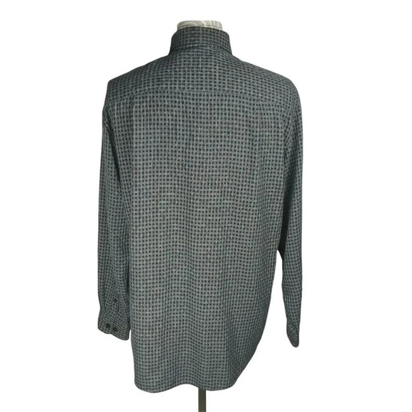 Arrow Checked Button Down Shirt Gray Black M - Picture 5 of 8